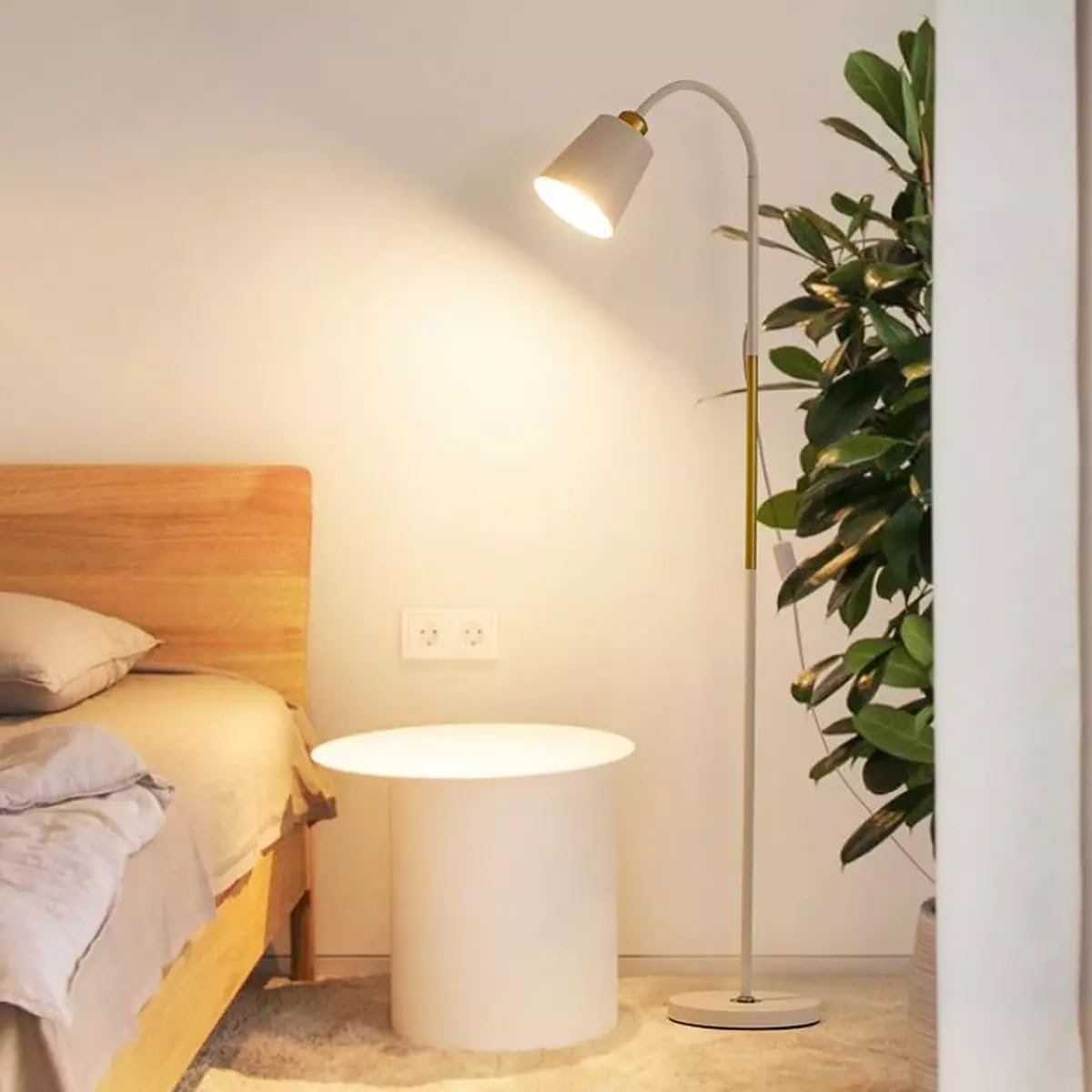 The Artment your artistic apartment White Metal Nod Modern Minimalism LED Light Corner Floor Lamp for Home Decor, Living Room Or Offices (Height - 150Cm)